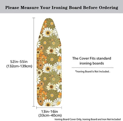 Green Hippie Floral Standard Ironing Board Cover Heat Reflective Ironing Mat