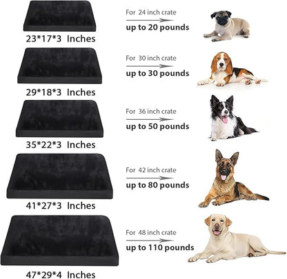 Dog Crate Bed Waterproof Deluxe Plush Dog Beds with Removable Washable Cover Anti-Slip Bottom Pet Sleeping Mattress for Large, Medium, Jumbo, Small Dogs, 47 x 29 inch, Black
