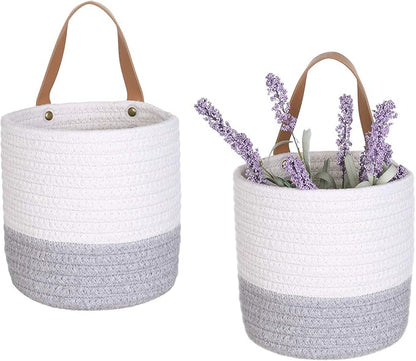 2pack Small Hanging Basket-Cotton Rope Wall Basket