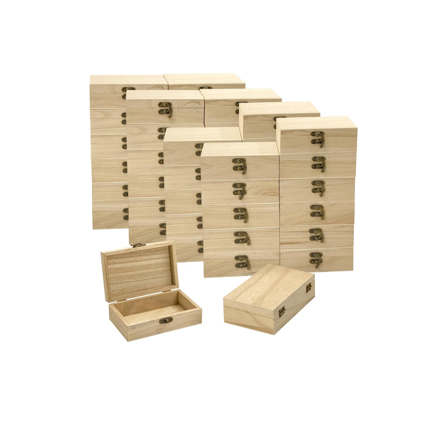 Cregugua 48-Pack Small Wood Box for Crafts 6"x4"x2" Unfinished Wooden Box with Lid Keepsake Box for Jewelry Storage DIY Crafts