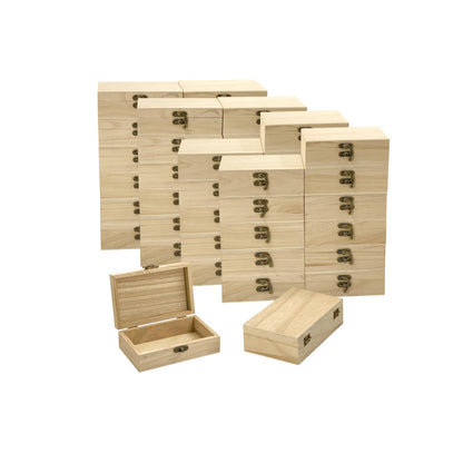 Cregugua 48-Pack Small Wood Box for Crafts 6"x4"x2" Unfinished Wooden Box with Lid Keepsake Box for Jewelry Storage DIY Crafts
