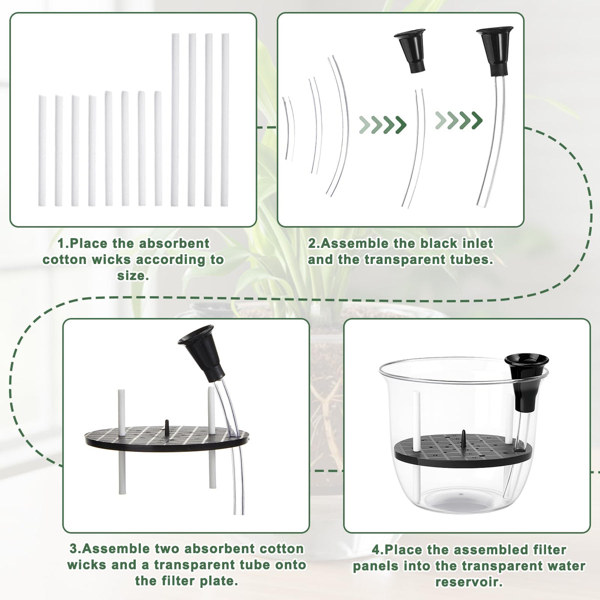 Ferrochef 6 Pcs Clear Self Watering Pots for Indoor Outdoor Plants Flowers, 2 Each of 4, 5 and 6 Inch Self Watering Planters with Reservoir, Drainage Hole and Absorbent Cotton Rope