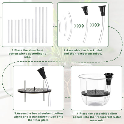 Ferrochef 6 Pcs Clear Self Watering Pots for Indoor Outdoor Plants Flowers, 2 Each of 4, 5 and 6 Inch Self Watering Planters with Reservoir, Drainage Hole and Absorbent Cotton Rope