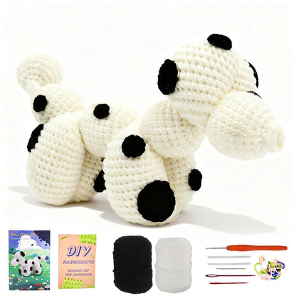 Dog Crochet Kit for Beginners, Larger Size Amigurumi Starter Kit with Step-by-step Tutorial Video and User Manual, Easy Art Crochet Knitting Amigurumi, DIY Animal Kits Dogs Puppy Lovers