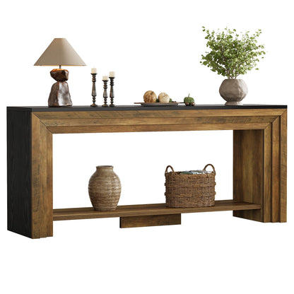 Tribesigns 70.9 Inch Long Console Table, Farmhouse 2-Tier Wooden Sofa Table with Storage, Space-Saving Behind Couch Accent Table for Living Room, Entryway, Hallway and Foyer