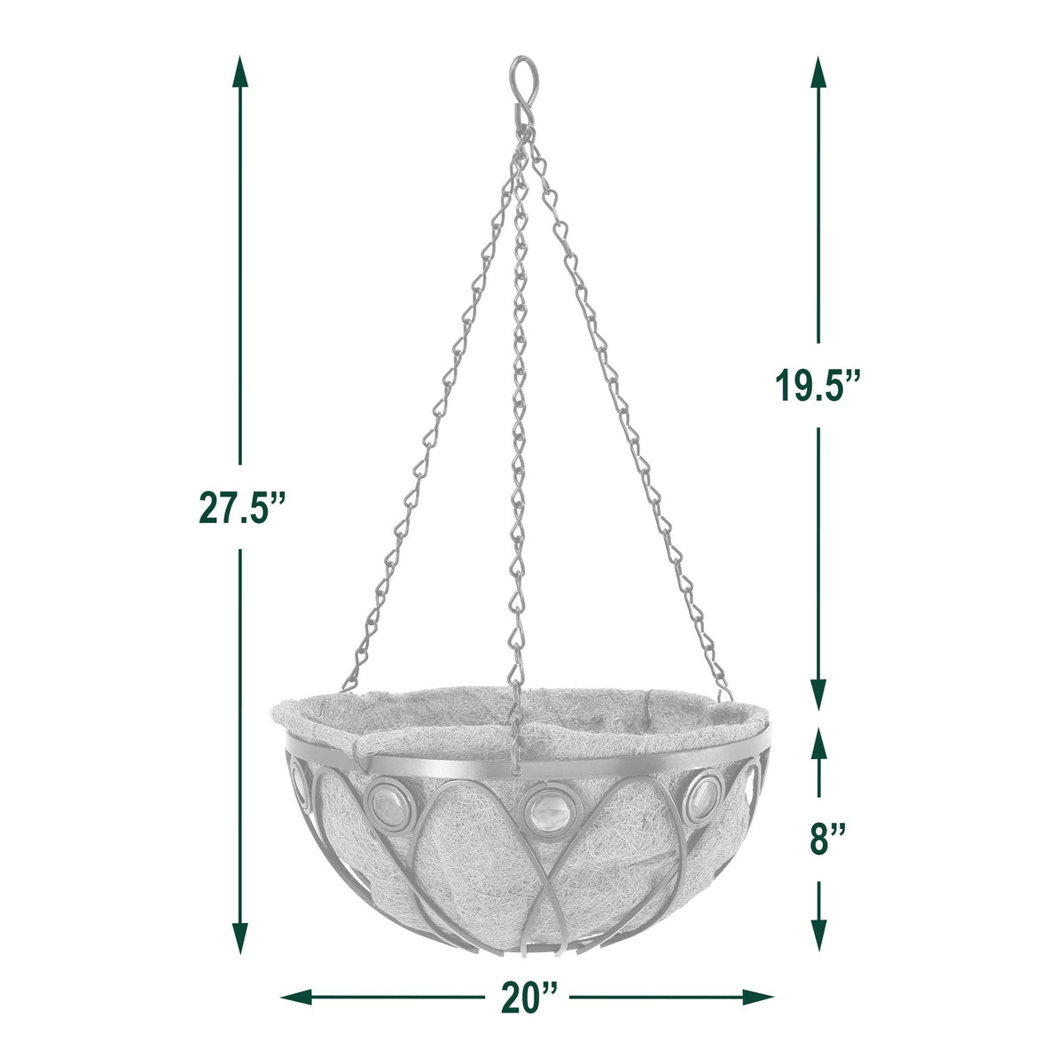 Arcadia Garden Products Emerald Series Round Hanging Basket Planters, 20-Inch Metal Copper Accent CB03