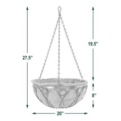 Arcadia Garden Products Emerald Series Round Hanging Basket Planters, 20-Inch Metal Copper Accent CB03