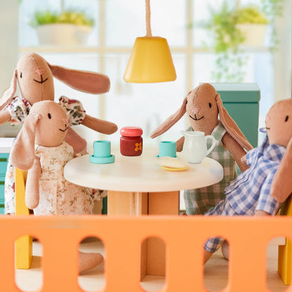 Giant bean Bunny Toys for Kids, Easter Bunny, 4 PCS Hand Made Rabbit Family Dolls with Removable Clothes, Suitable for Infants, Boys and Girls, Dollhouse People, Easter Basket Essentials