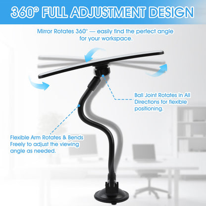 YCQDDA Cubicle Mirror to See Behind You – Adjustable Monitor Rear View Mirror for Office Desk, Personal Security & Privacy, Fits PC Monitors or Cubicle Walls