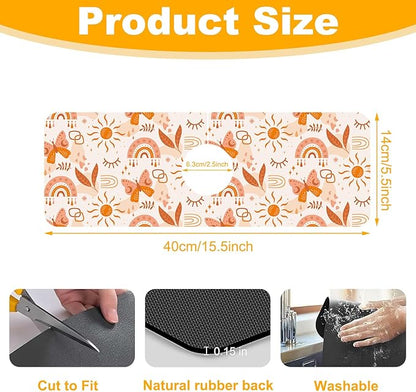 2 Pack Cute Rainbow Sink Splash Guard Faucet Mat Boho Rainbow Butterfly Super