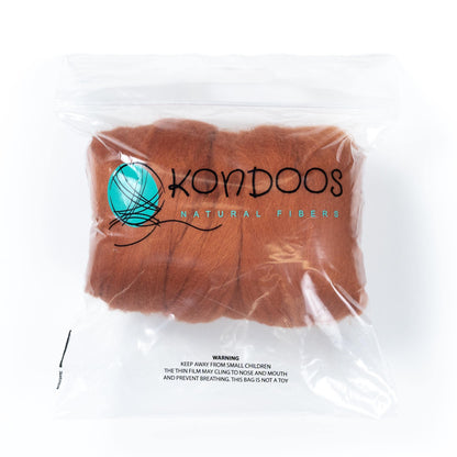 Kondoos Colored Natural Wool roving, 8 OZ. Best Wool for Needle Felting, Wet Felting, handcrafts and Spinning. (Ocher)