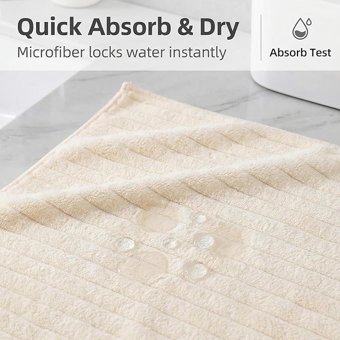 4PCS Beige Microfiber Hand Towels