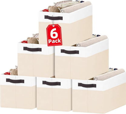 Criusia 6 Pack Large Toy Box Chest, Collapsible Sturdy Toy Storage Organizer