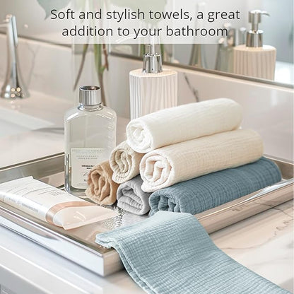 Konssy 7-Pack Ultra Soft Muslin Cotton Face Wash Cloths, Reusable Absorbent