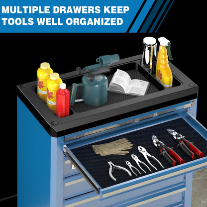 LARBANKE 7-Drawer Rolling Tool Chest with Lock&Keys and Swivel Casters,Tool Chest with Multi-Sizes Drawers and Multifunctional Countertop,Special Connect Rods for Connection with 5-Drawer Tool Cabinet