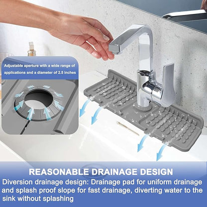 Faucet Mat for Kitchen Sink, Kitchen Sink Splash Guard, Outlet & Slope Upgraded