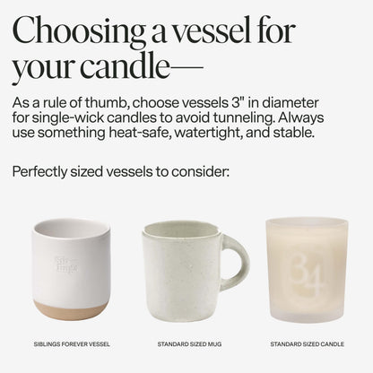 Siblings Candle Refill Kit – DIY Coconut Soy Wax Candle Making Kit for Reusable Vessels – Non-Toxic Clean Burn, Wooden Wick – Scent No 06: Cardamom, Sandalwood, Vanilla – 60 Hour Burn