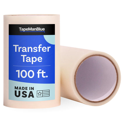 TapeManBlue Clear Transfer Tape for Vinyl - 6 inch Roll, Made in USA, Vinyl Transfer Tape with Medium to High Tack Adhesive for Crafts, Decals & Stickers (6 inch x 100 feet)