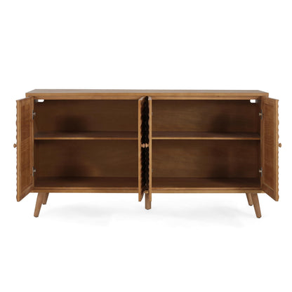 Christopher Knight Home Jope Wooden Sideboard Cabinet, Large Sideboard Buffet Cabinet, Living Room Accent Storage Cabinet with Adjustable Shelves,Kitchen Cabinet Organizer for Coffee Bar,Natural Brown