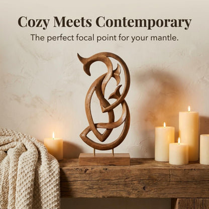 Decozen Gifts for Mom - Wooden Fish Sculpture - Mothers Day, Birthday, Home, Living Room, Shelf, Fireplace, Farmhouse, Tabletop, Boho and Mantle Decor and Christmas Decorations