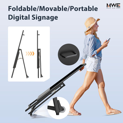 QIXZOCV MWE 32 Inch Digital Signage Display, Portable LCD Digital Kiosk, Advertising Display Poster, Android Kiosk with Auto Media Player, HDMI/USB