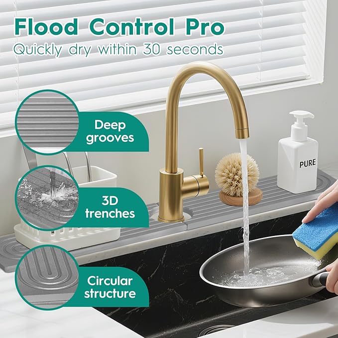24 Inch Stone Faucet Mat for Kitchen Sink, Kitchen Sink Splash Guard-Water