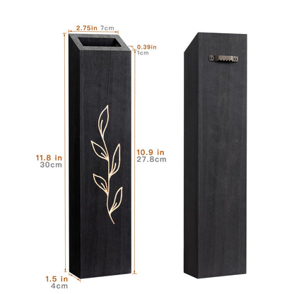 BOTOP Wood Wall Planter, Farmhouse 4 Pack Indoor Pocket Wall Vases Decor for Living Room Bedroom Dried Flowers Faux Greenery Plants (Black)