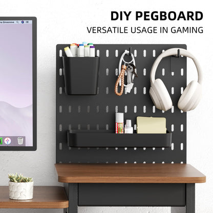 AFOOYO Monitor Stand Riser,Computer Monitor Stand with DIY Pegboard and drawer for Laptop,PC,Computer,Printer,Walnut Finish