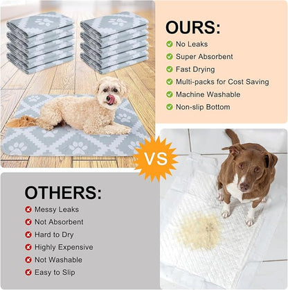 BEAUTYZOO Washable Pee Pads for Dogs, 8 Pack Reusable Puppy Pads, Super Absorbent Dog Pee Pads for Pet Training, Housebreaking and Incontinence, Non-Slip Potty Pads for Floor, Crate, Couch, 18" x 24"