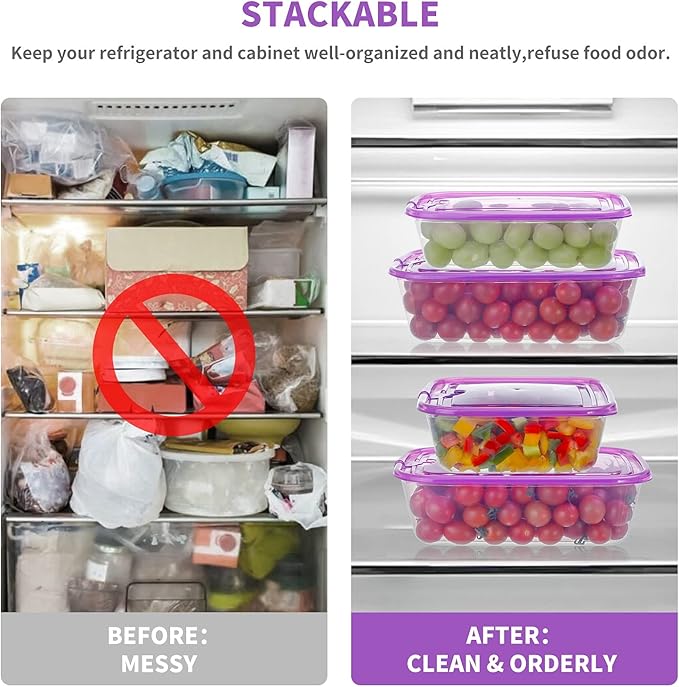 KIGI 6 PACK 20oz Plastic Food Storage Containers