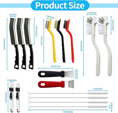 16Pcs Crevice Cleaning Brush Set, Hard Bristle Scrub Brushes Tools