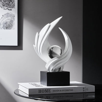 XYQXYQ Abstract Art Sculpture, Resin Gold Decorative Statue, Modern White Ornaments for Living Room, Decorativas Modernas for Coffee Table, Entryway & Office Collectibles (White)