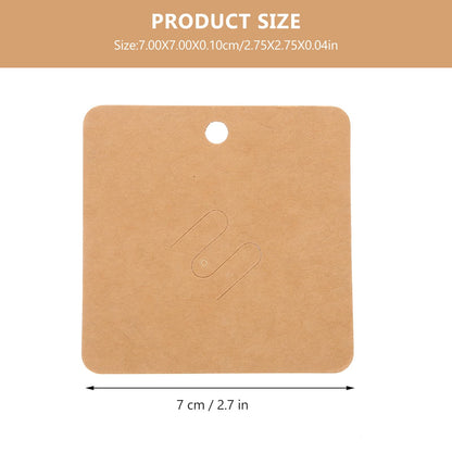 TEHAUX 200pcs Brooch Display Cards for Pins, Hair Clip Display Cards with Pre-Cut Hole, Brown Kraft Paper Earring Cards for Jewelry Hair Accessories Bow Display Organizing and Retail, 2.76X2.76inch