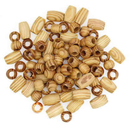 BetterJonny 140Pcs Large Hole Natural Wood Beads - Round Wooden Spacer Beads for Macrame Bracelet Jewelry Craft Making (2 Size)