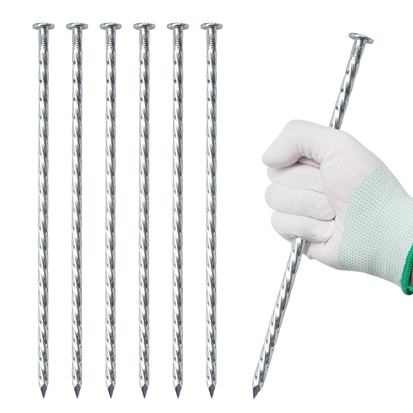 10 Inch Galvanized Landscape Stakes 50 Pack Heavy Duty Metal Anchoring Spikes Garden Nails for Paver Edging, Camping Tent, Weed Barrier, Artificial Turf, Carpentry and More