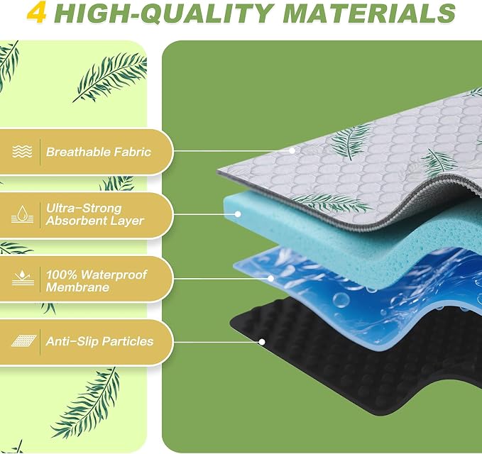 WanpeeGoo Washable Pee Pads for Dogs, 2Pack Reusable Puppy Pads, Super Absorbent & Leakproof Dog Pads, Anti-Slip Dog Pee Pads for Puppy Training & Incontinence, Leaf Pattern 48"x48"