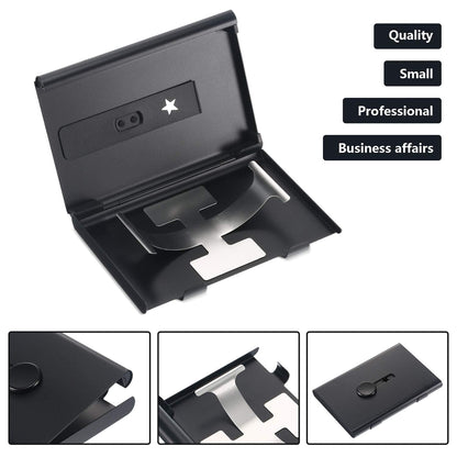 Tatuo 2 Pcs Black/red 2 Pack Thumb Drive Business Card Holder Stainless Steel Business name Card Case Portable Slide Out name holder Wallet Nice Design pocket for Men and Women