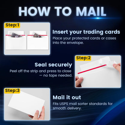 180 Pack Mailer Trading Card Envelopes，7" x 4.35" Trading Card Mailers for Shipping, Perfect Sized Shipping Envelope for Mailing Semi-Rigid and Toploaders, Protector Supplies.