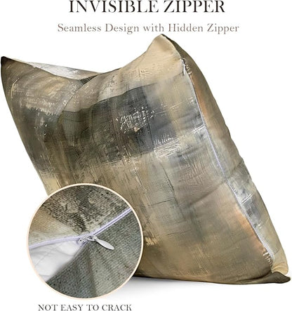 Brown Tan and Gray Set of 4 18 x 18 Inch Throw Pillow Covers,Taupe Modern Art Abstract Painting Home Decor Couch Pillow Covers Neutral Decorative for Sofa Bedroom Living Room