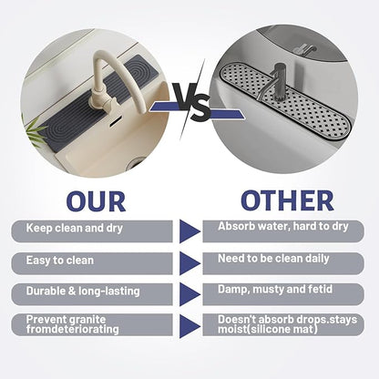 Stone Faucet Mat for Kitchen Sink，Super Absorbent Diatomite Fast Drying Stone