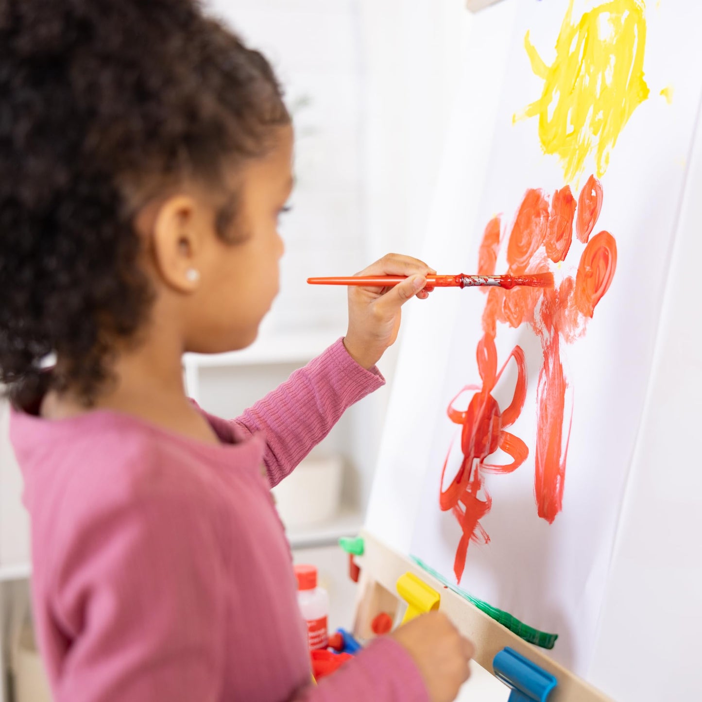 Melissa & Doug Deluxe Wooden Art Easel for Kids with Dry-Erase Board, Chalkboard & Drawing Paper Roller, Folding Double-Sided Toddler Easel, Preschool Learning Toys for Girls & Boys Ages 3+