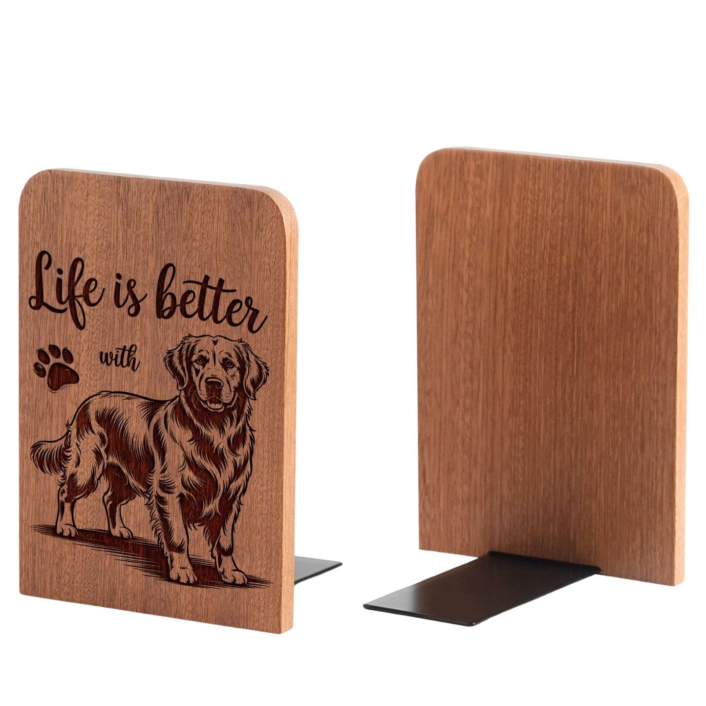 INNObeta Decorative Wooden Book Ends, Animal Bookends, Heavy Duty Bookends for Shelves Unique Design(1 Pair, 4.72x6.69 Inches) - GRBetter