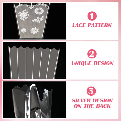 FOIMAS 100pcs Flower Bouquet Bag Plastic Wrapping Bags Clear Floral Bouquet Sleeve Cellophane Sleeves Flower Bouquet Packaging Bags for Flower Craft Birhtday Wedding Valentine's Day Mother's Day