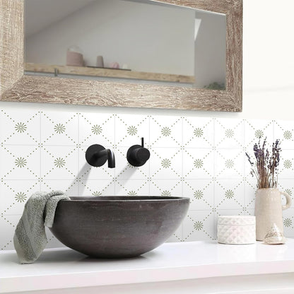 SVNOOC Peel & Stick Wall Tile Stickers 12 PCS Backsplash Self Adhesive 6" x 6", Decorative Wall Stickers for Kitchen Bathroom Tile Decals Waterproof Removable (Green)