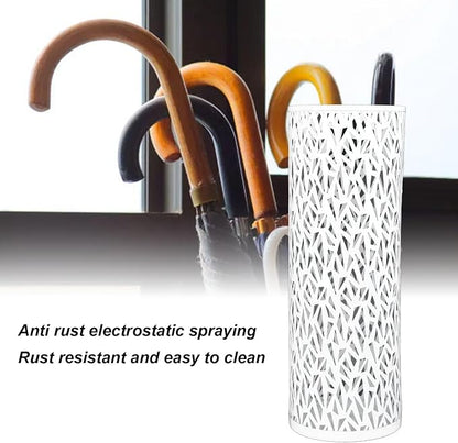 Umbrella Stand Rack for Entryway Metal Hollowed Freestanding Round Umbrella Holder Organizer Bin for Home Hotel Office Decor (Medium)