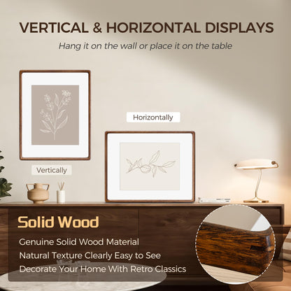 11 x 14 Picture Frame,Solid Wood Photo Frame with Tempered Glass,Desk Picture Frames 8 x 10 with Mat or 11 x 14 Without Mat for Wall Decor