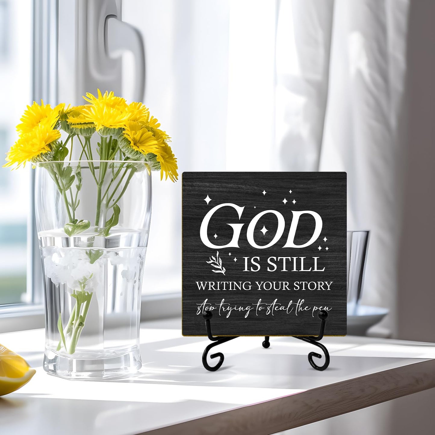 Christian Home Desk Decor Bible Verses Religious Gifts for Women Men Christian Sign Desk God Decor for Office Home Shelf Prayer Room Table Centerpiece Wood Sign Plaque with Stand -47