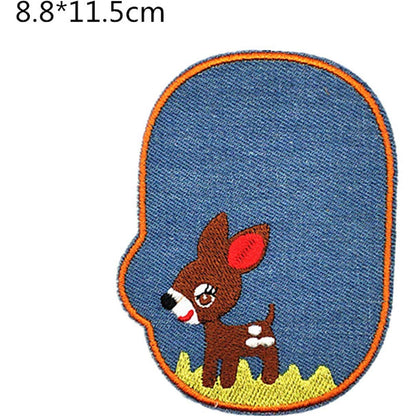 23PCS Cartoon Embroidery Cloth Sticker Iron On Denim Patches for Clothing Jeans Knee Hole Repair Patch