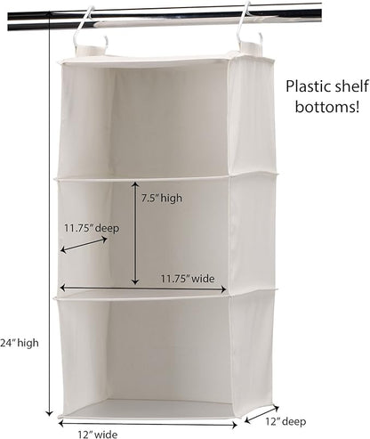 Household Essentials 311342 Hanging Closet Organizer | 3 Pocket Shelves |
