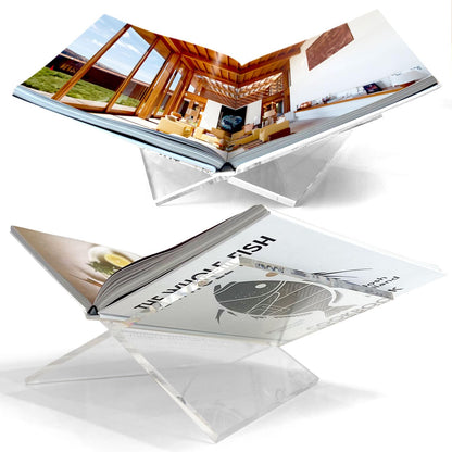 Baseline IGR Large Clear Acrylic Book Stand, 12.5" x 9.5" x 5.5”, Acrylic Book Holder, Open Bookstand for Display and Reading Cookbooks, Art Books, Bibles, Magazines - Home and Office